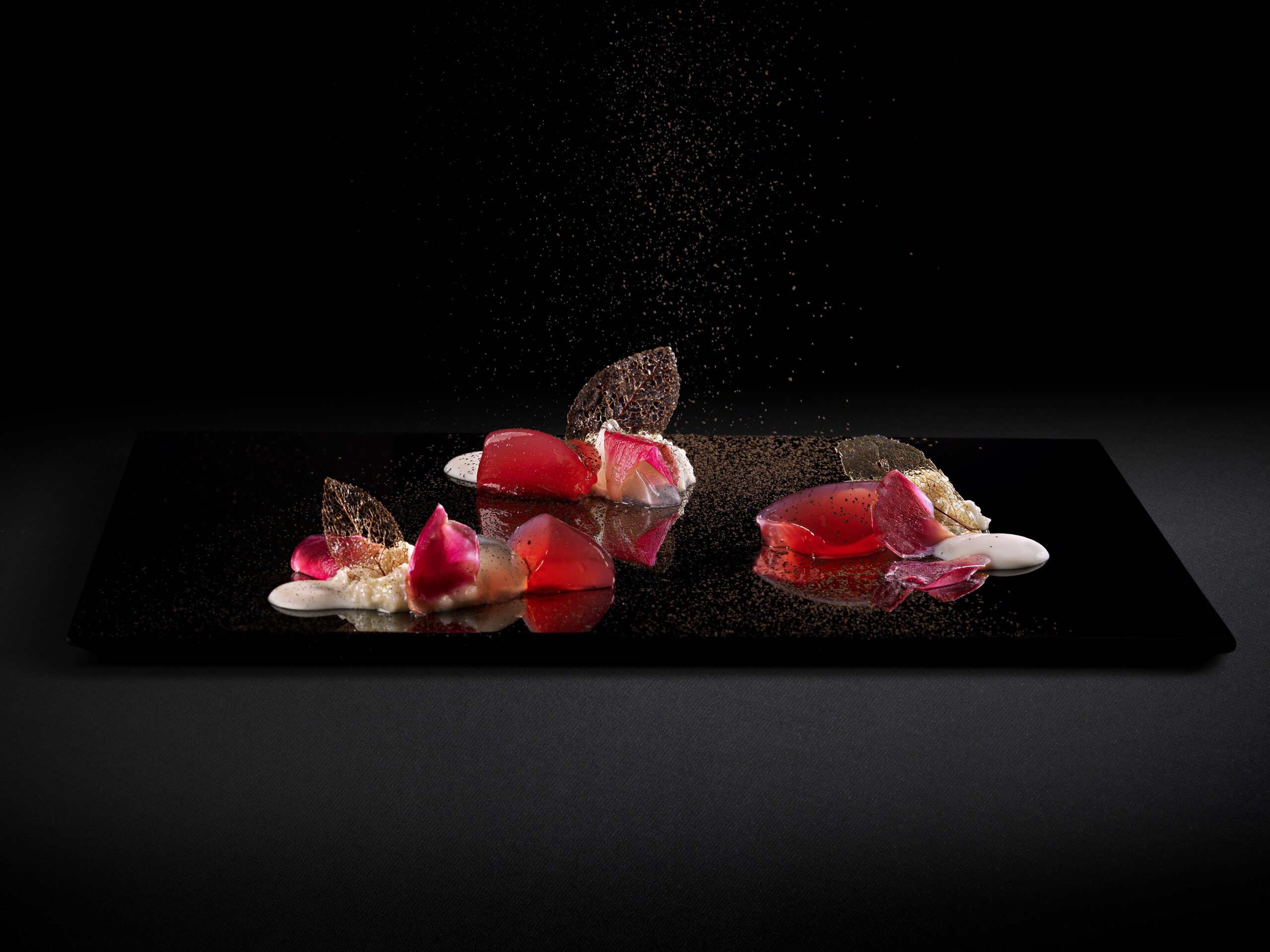 Location de jet privé - Dessert gastronomique élégant.
