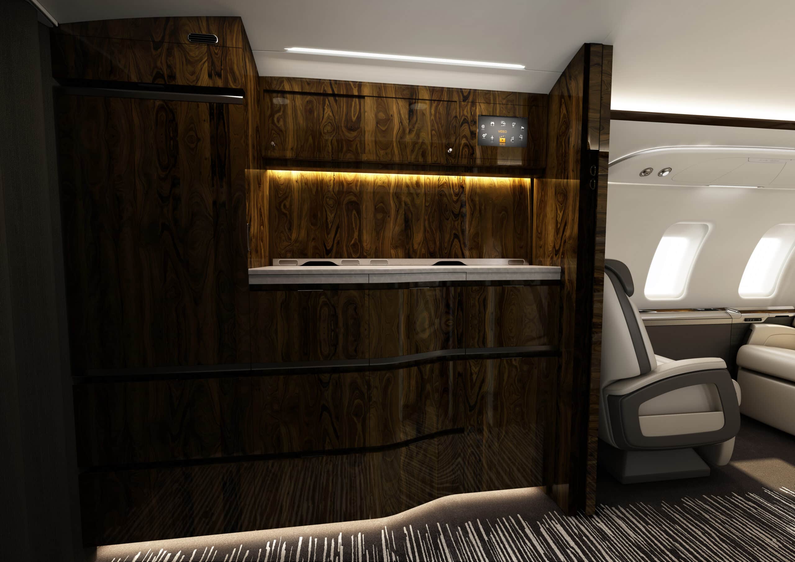 Location de jet privé, intérieur luxueux du Challenger 650