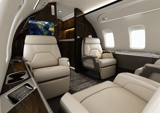 location de jet privé, intérieur luxueux Challenger 650